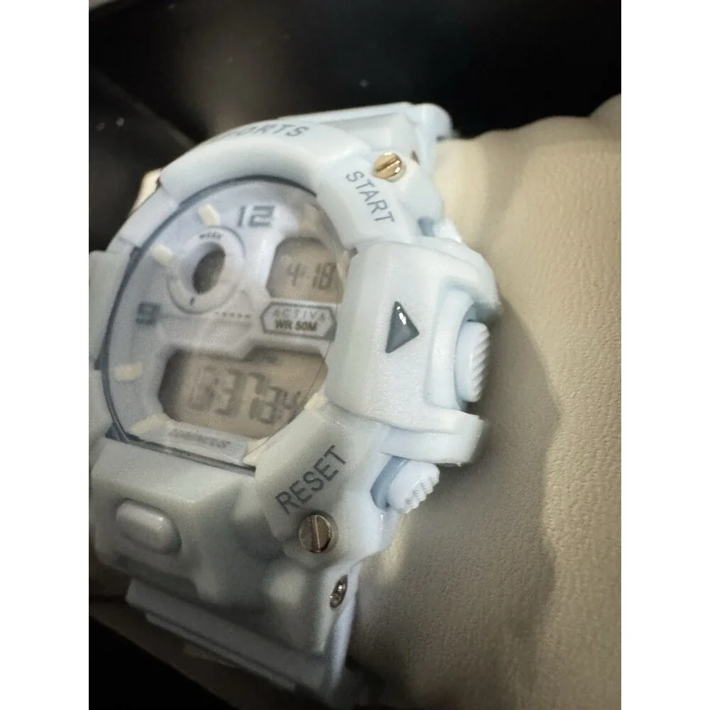 Activa Women’s/Kids Sports Quartz Digital Watch Blue Resin WR 50m Alarm w/Box